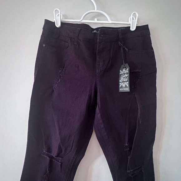 SILVER CRUSH • Ripped Purple Straight Leg Pants • 7/8 • - Picture 4 of 7